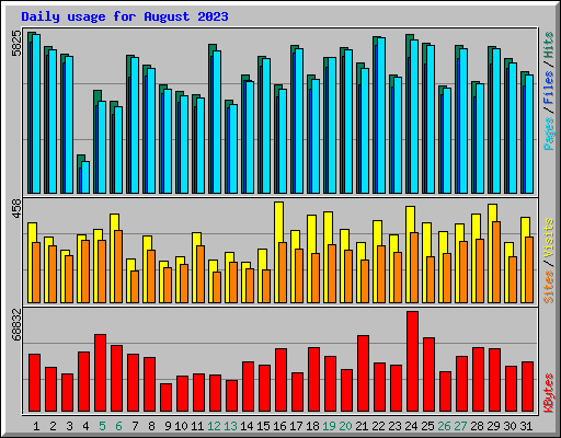 Daily usage for August 2023